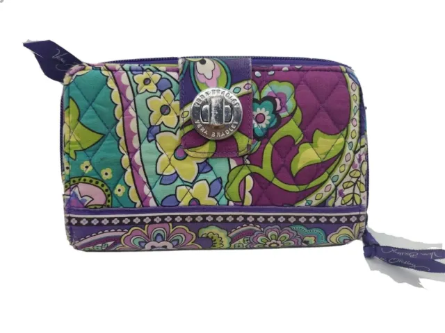 Women's Wallet Zip Around Colorful Quilted Lock Key Multi Compartment Vera Bradl