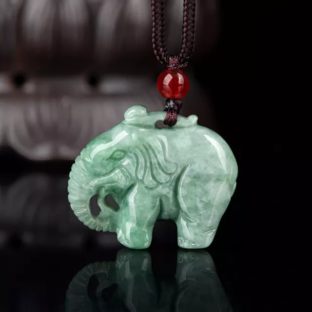 Natural Grade A Jade Jadeite Men Women Gift Green Bless Luck Elephant Pendant A+