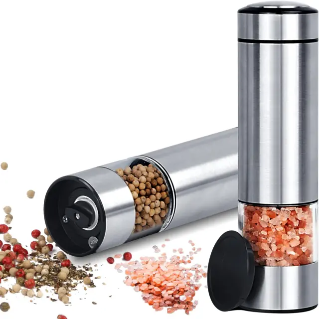 PRIME, Electric Salt and Pepper Grinder Set, 2 Mills, Rechargeable, With  Charging Base, USB Cable, Power Adapter, Automatic Tact Switch Operation