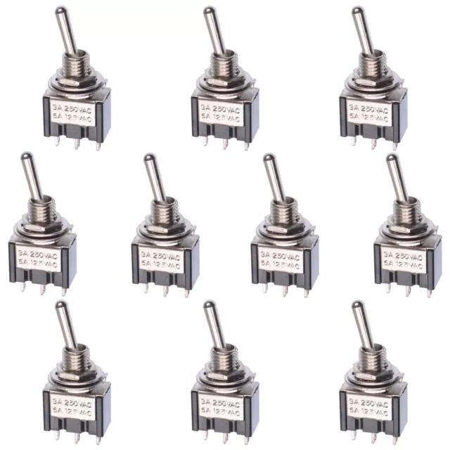 10 x Mini Miniature On-On Toggle Flick Switch SPDT 5A