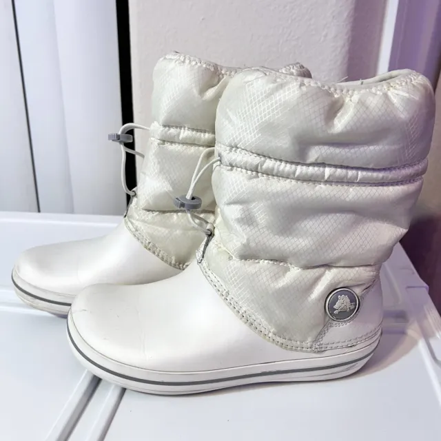 CROCS Crocband Puff Winter Boots Oyster White Women Size 9