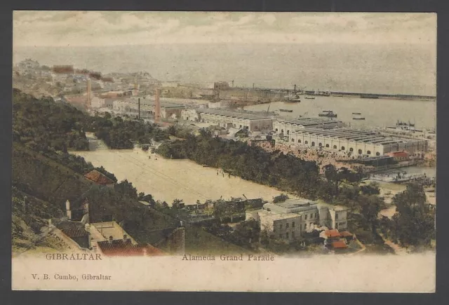 Gibraltar vintage coloured postcard Alameda Grand Parade