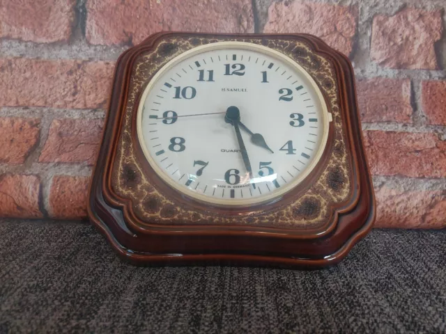 1970s ceramic West German Fat Lava Vintage Wall Clock Midcentury Retro