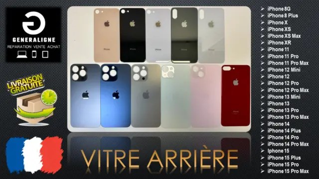 Vitre Arriere Iphone 8 X Xr Xs 11 12 13 14 15 Plus/Pro/ Max / Livraison Rapide