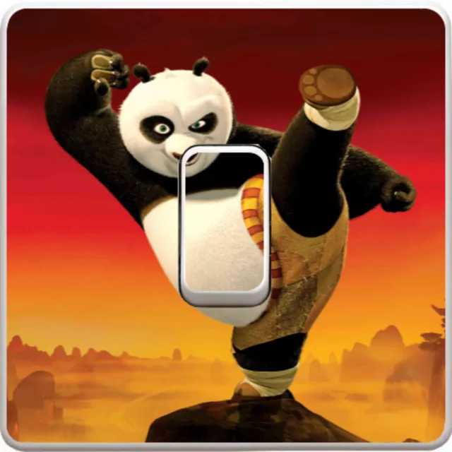 Kung Fu Panda Cartoon Light Switch Vinyl Sticker Decal Skin, Kids Bedroom #59