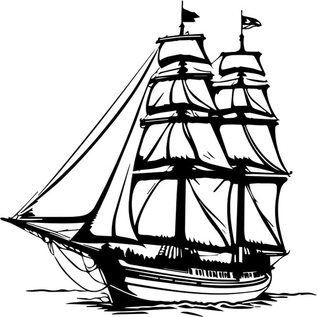 Wood Sail Ship SVG Illustrations, For Logo Making, SVG Files, Design