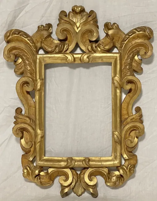 ANTIQUE FIT 8”x11” ITALIAN 1700s BAROQUE ROCOCO FLORENCE GOLD GILT PICTURE FRAME