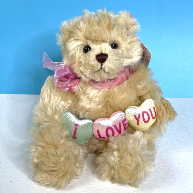 VINTAGE GUND I LOVE YOU Candy Hearts Teddy Bear Plush Stuffed Animal