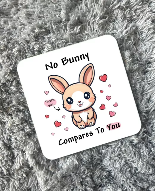 Kawaii Conejo No Conejito Compara A You Juego de Palabras Posavasos Regalo San