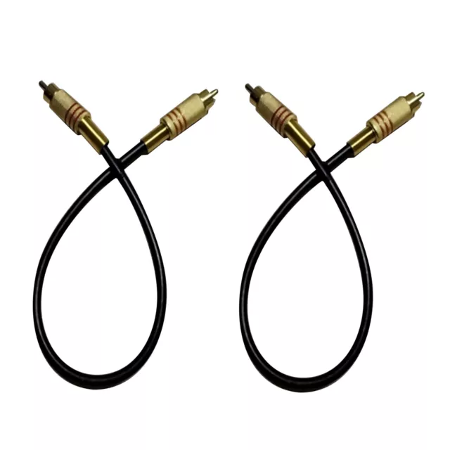 2Pack Universal 30cm/1ft RCA Male to RCA Male Audio Patch Cables for Speakers