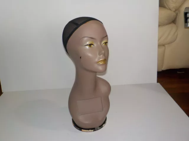 Vintage Female Mannequin Head Bust Store Counter Hat Wig Display 60's