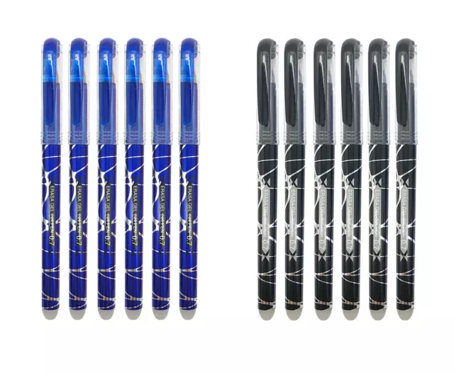 12 bolígrafos de tinta negra,azul borrable de gel 0,7mm