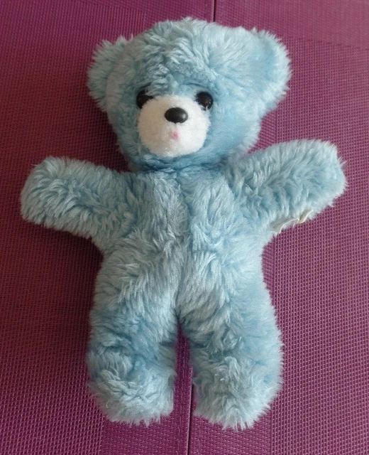 B6G / doudou peluche ours bleu grelot BOULGOM vintage