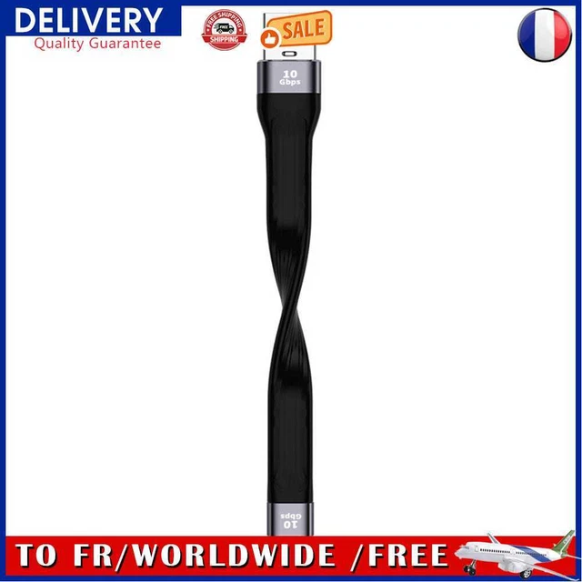 USB Male to Type C Male Cable Short Flexible Fast Charging Cord Data Wire