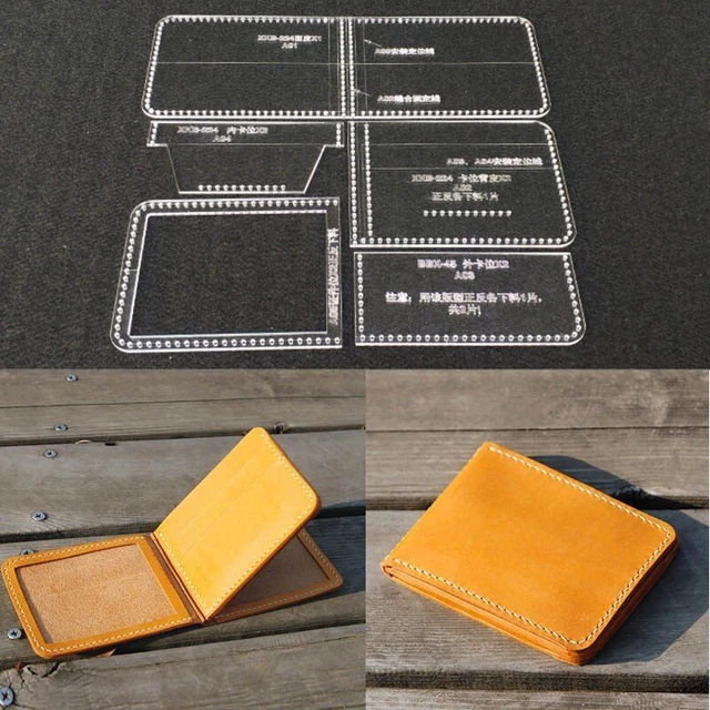 ACRYLIC STENCIL LASER Cut Wallet Template Tool DIY Leather Craft Sewing