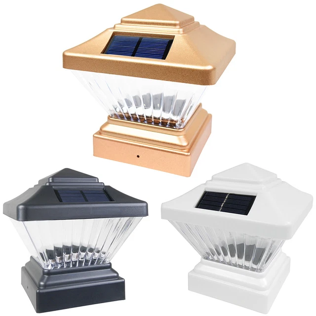 8 Black / Copper / White 4 x 4 Solar Post Deck Cap Fence LED Light PVC Vinyl