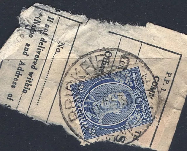 AUSTRALIA 1938: 3d blue KGVI, Die II, earliest recorded use