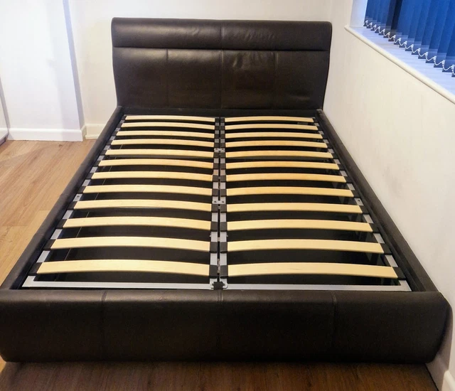 OTTOMAN LIFTUP STORAGE Bed Frame King Size Brown Faux Leather £80.28