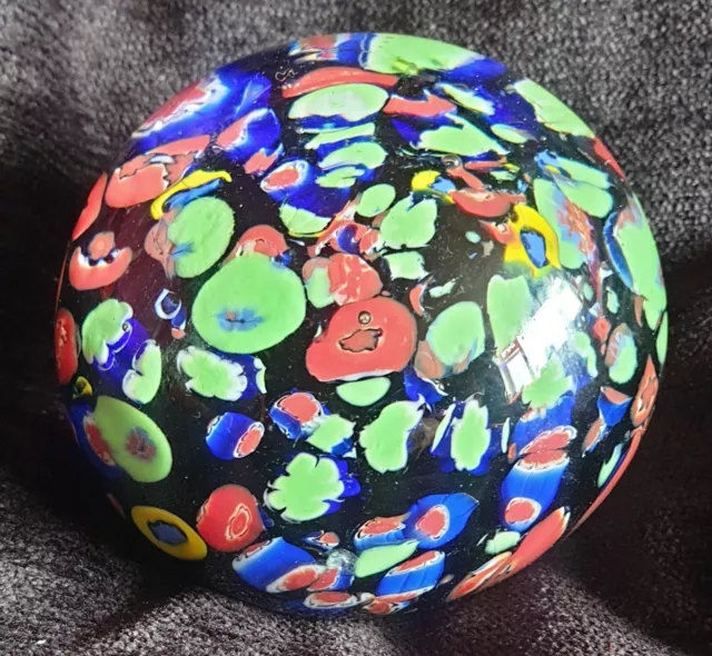 Vintage Glass Collectors Paperweight Large 'Melted' Millefiori Colourful #3