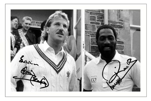 IAN BOTHAM & VIV RICHARDS Signed Autograph Cricket Signature Photo Gift SOMERSET