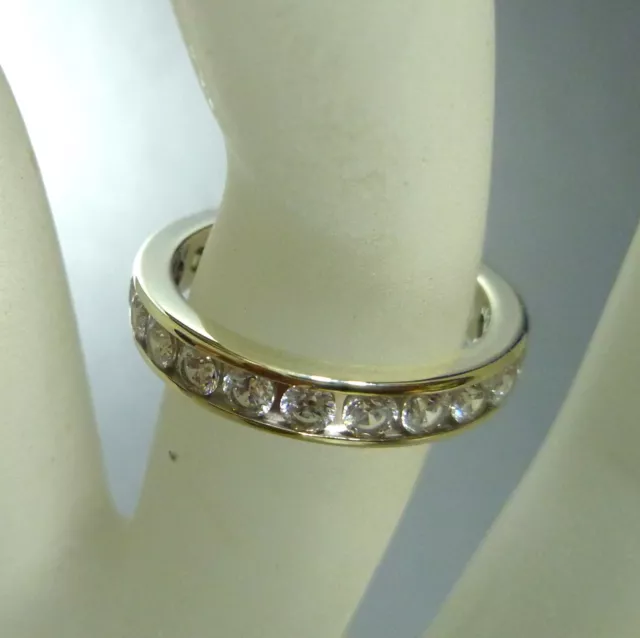 375 9K OR ZIRCONE M moire Bague or Blanc Anneau Bande 52 16 5 MM
