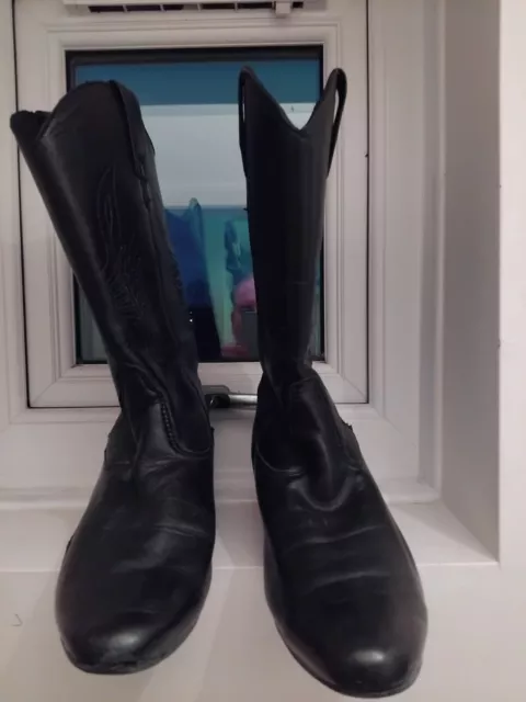 MEN'S SOFT BLACK Leather Mid-Calf Cowboy Boots EU Size 42 £89.00 ...