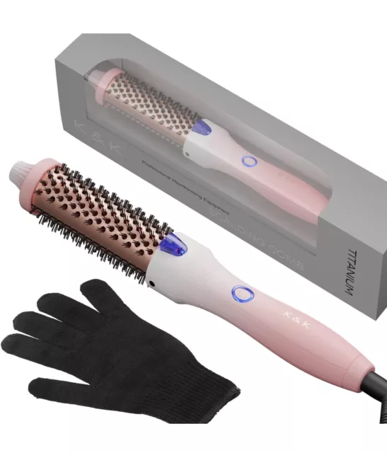 K&K Hair Brush Hot Keratin Protect Heated Barrel Ionic Styling Tool 32mm Pro