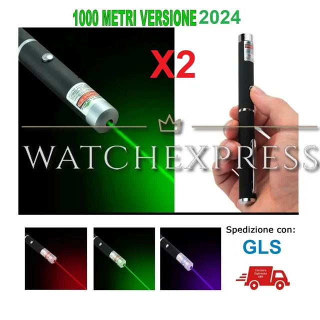 X2 Puntatore Penna Laser Verde/Rosso/Blu Professionale +Astronomico Alta Qualita