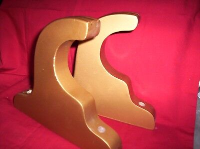 WOODEN CURTAIN BRACKETS French GOLD 7.25 Project., 8.25H x 3.25 diam. Pole/ Rod
