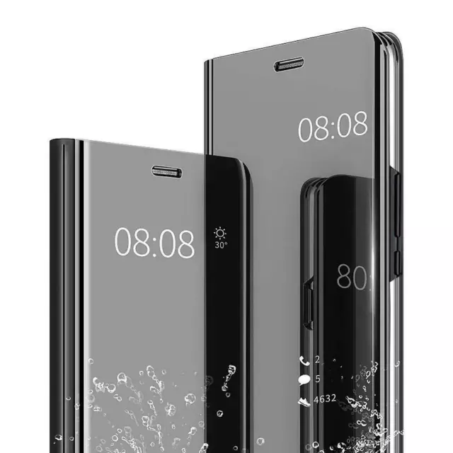 Cover Flip Per Xiaomi 12 Custodia Libro Nera A Specchio Clear View 360° Guscio