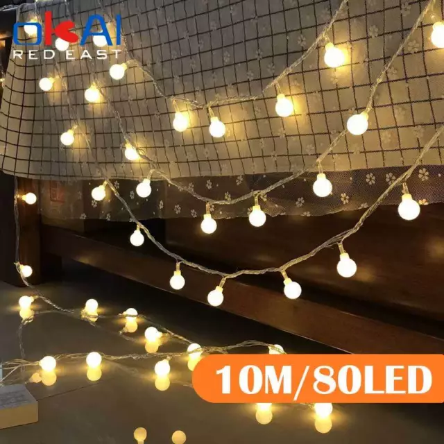 10M Ball LED String Lights Outdoor Ball Chain Lights Garland Lights Bulb Fairy L 2