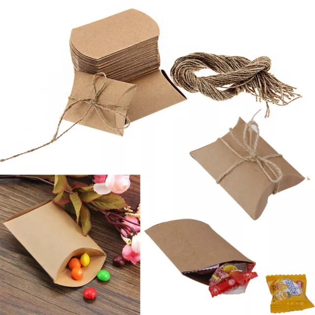 50pcs Kraft Brown Shabby Rustic Sweets Candy Gift Boxes Wedding Party Bag