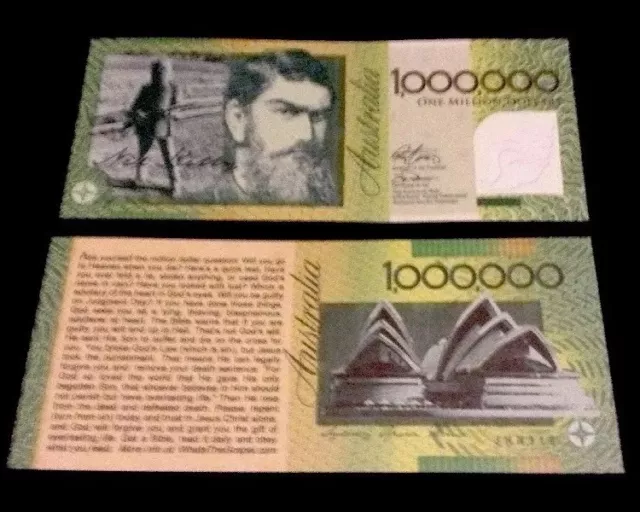 Australia 1 Million Dollar Banknote Ft Ned Kelly Sydney Bridge Novelty Money Fun