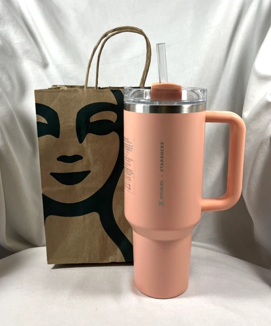 NEW 2023 STARBUCKS Stanley Pink/Peach 40 Oz Cup With Lid And Straw In