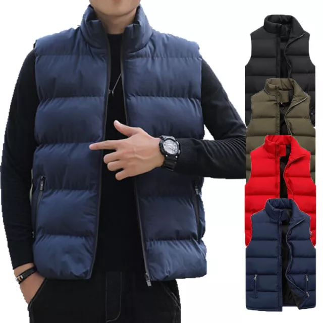 Mens Puffer Vest Jacket Bubble Coat Quilted Padded Outwear Winter Light Weight
