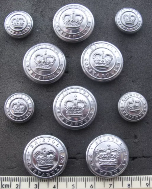 Ten ( 10 ) Bristol Constabulary uniform buttons