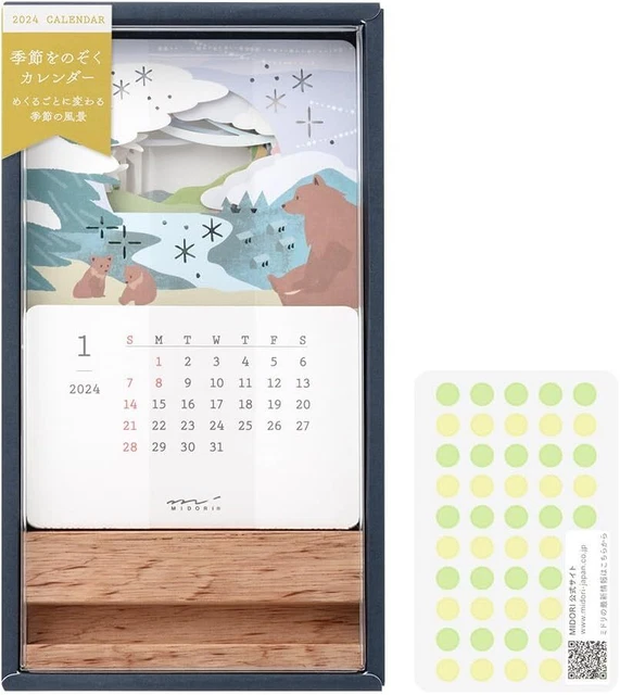 Midori 2024 Calendar Tabletop Seasonal calendar Limited Edition with Sticker