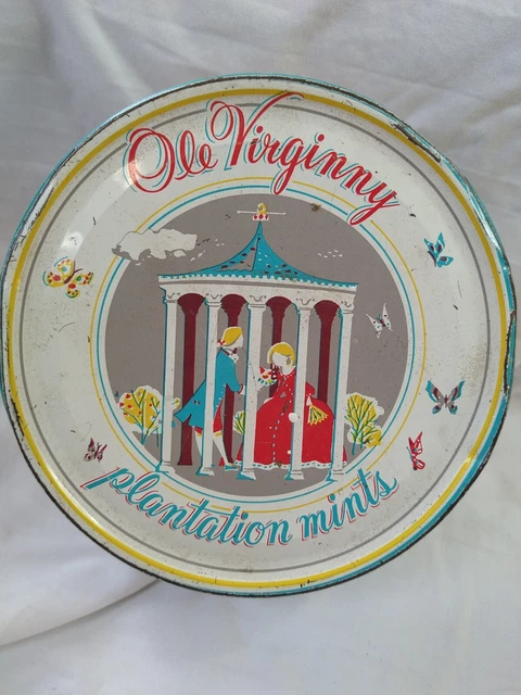 Vintage Antique Ole Virginny Plantation Mints Metal Tin