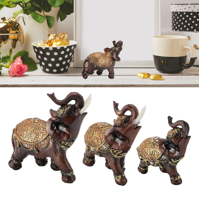 Statue éléphant Feng Shui En Résine - Porte-bonheur Et Richesse - Décoration Maison/bureau - 14x14cm Objet Feng Shui Richesse Cadeau