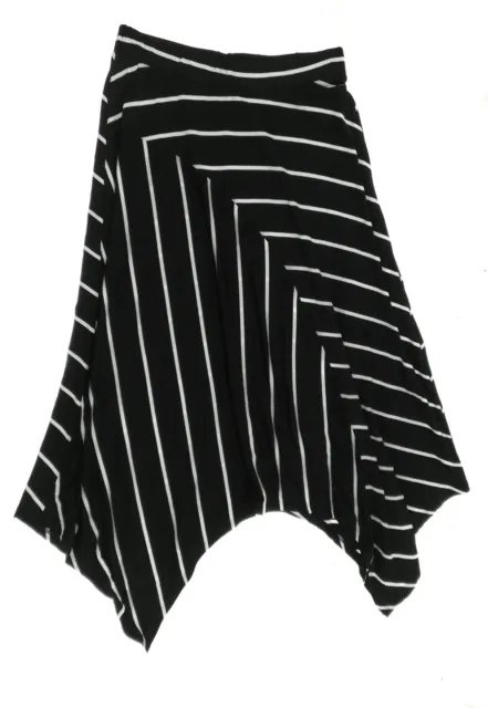 So Womens Asymmetrical Long Skirt Elastic Waist Black and White Striped Small