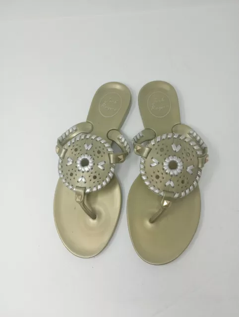 Jack Rogers Georgica Jelly Thong Sandals Gold Silver Women's 7