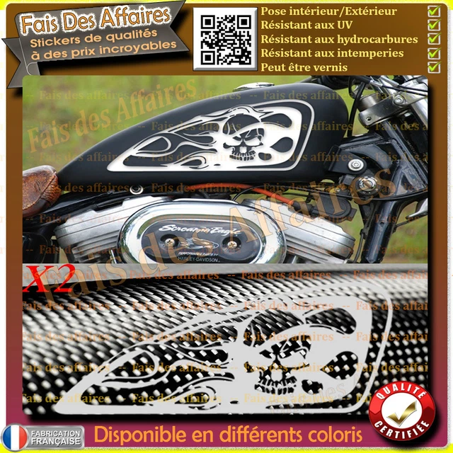 2 STICKERS AUTOCOLLANT reservoir moto custom bobber chopper shark shoes