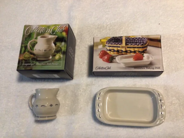 NEW Longaberger Collectors Club Miniature Milk Pitcher & Baking Dish in Blue