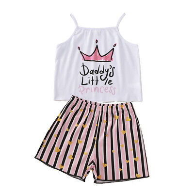 Toddler Kids Baby Girls Dadd's Princess Vest Tops Pantaloni Outfit Set di vestiti