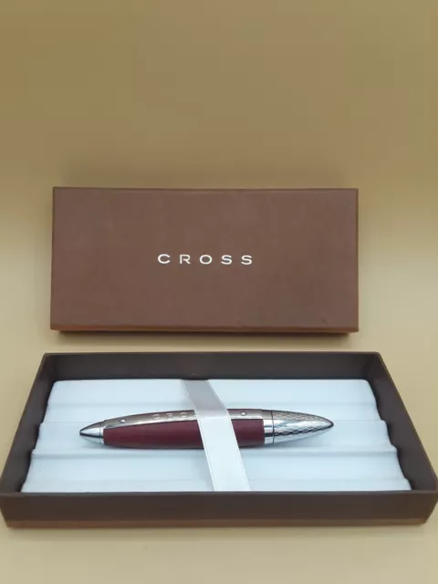 CROSS AUTOCROSS PEN Red Cordovan Leather Wrapped Silver Box $45.00 -  PicClick