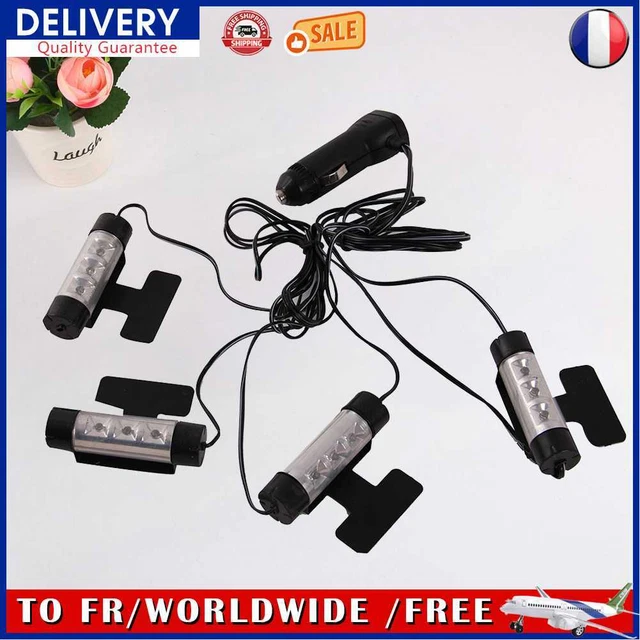 VODOOL 4 en 1 12 v 4 x 3 LED intérieur ambiance décorative lampe auto pour voitu