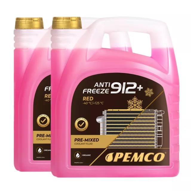10 (2x5) Liter PEMCO ANTIFREEZE 912+ Frostschutz Fertiggemisch (-40°C)