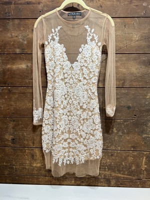 For Love & Lemons Women's Luau Mini Dress White Nude Sheer Size Small