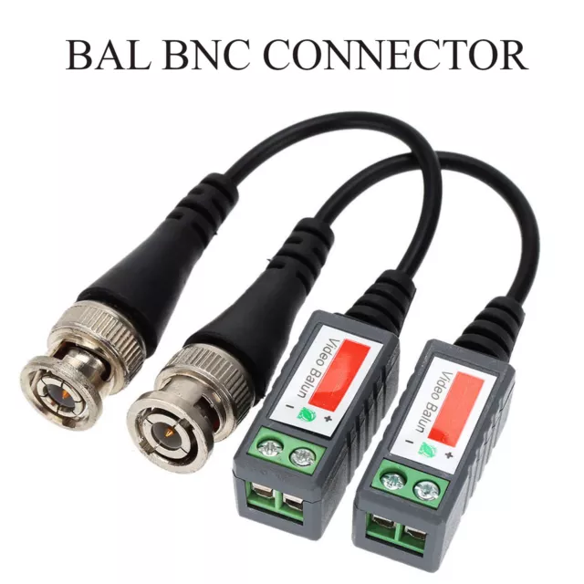 2x CCTV Video Passive Balun BNC Plug to CAT5 Cable Adapter UTP Transceiver