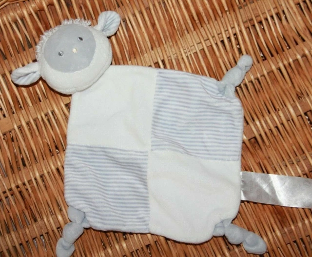 DOUDOU TOM ET &  KIDDY BISOUS D'ANGE MOUTON PLAT BLANC GRIS GRELOT en ttbe